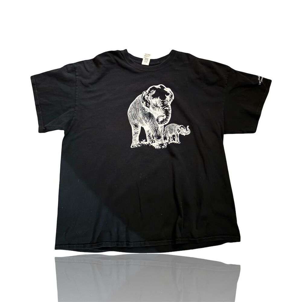 Vintage 90s Asian Elephant Graphic T-Shirt Black Unisex 2XL: GUC
